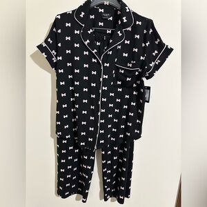 kate spade Black and Pink Bow Pajama 2-Piece Set